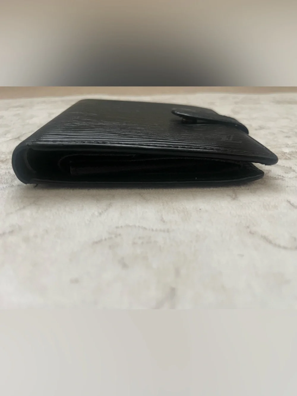 Louis Vuitton Black Epi Leather Bi-Fold Wallet with Snap Strap - with COA